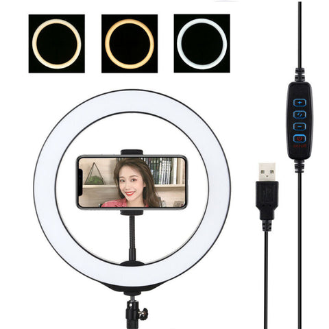 26cm Ring Light With Phone Holder & 3 Shades Of Colour For Videos Photography Studio & Lightining