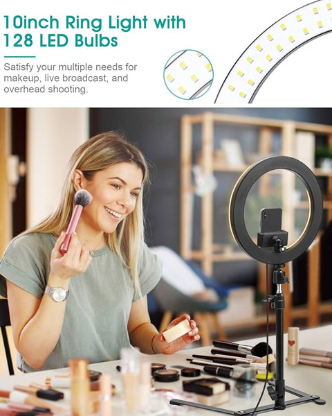 26cm Ring Light With Phone Holder & 3 Shades Of Colour For Videos Photography Studio & Lightining