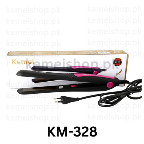 Professional Hair Straightener KM 328, 1-Inch Slim Ceramic Plates, Mini Flat Iron for Short Hair, Bangs & Precision Styling, Fast Heat Up, Adjustable Temperature