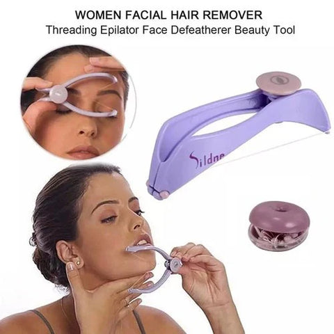 Slique Women Hair Removal Epilator Mini Facial Hair Remover Spring Threading Face Defeatherer for Cheeks Eyebrow DIY Makeup Beauty Tool